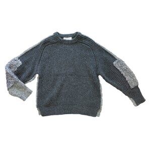 TOGA PULLA Archives Gray Wool Alpaca Mohair Paneled Chunky Knit Top Sweater 36 S